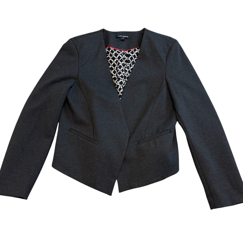 Mario Serrani large open front asymmetrical jacket blazer C1 2375